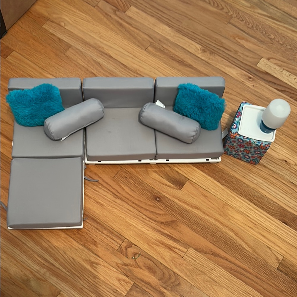 18" Doll My Life As Livingroom w/ Sectional Sofa, Ottoman Fits American Girl